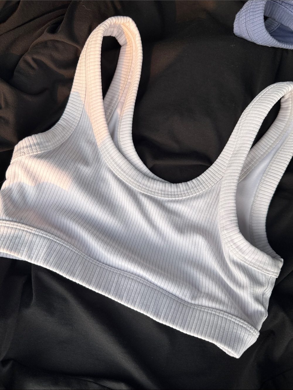 ALO Yoga White Ribbed Sports Bra - Picture 2 of 3